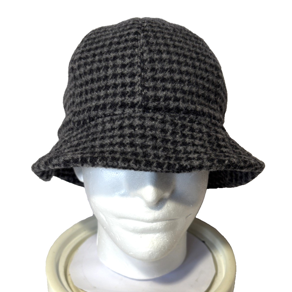 Lauren Ralph Lauren Tweed Lambswool Blend Bucket Hat Size M Gray Houndstooth NWT